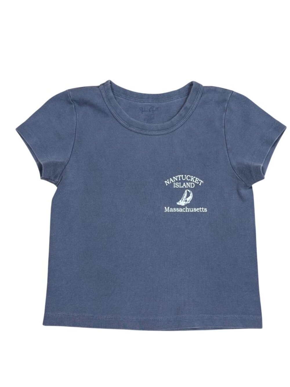 John Galt Baby Tee Nantucket Island Massachusetts Blue Gray Cotton Crewneck Shor